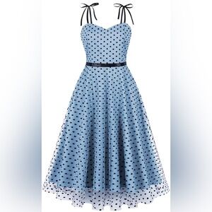 NWOT Sweetheart Vintage Bow Shoulder Polka Dot Dress-Size XXL